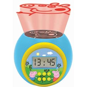 Lexibook RL977PP Projectorwekker met alarm en sluimerfunctie, Peppa Pig, nachtlampje met timer, lcd-display, werkt op batterijen, blauw/geel