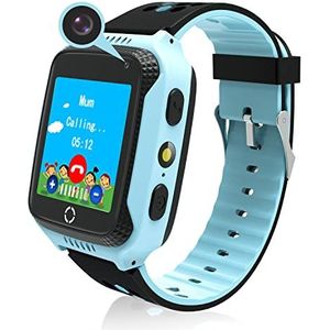 Birgus Smartwatch voor kinderen, telefoon, horloge voor meisjes, jongens, touchscreen met spel, camera, SOS, zaklampen, wekker, smartwatch, cadeau, blauw, 1