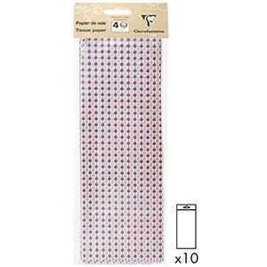 Clairefontaine 393816AMZC - zijdepapier motief rode en zilverkleurige ballen - 40 vellen gevouwen 50x70cm - 18g