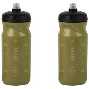 ZEFAL Pack Sense Soft 65 Bidon Velo et VTT- Lot de Deux Gourdes Sport Souples et Inodores - Bidon Eau Sans BPA - Tetine Silicone - Vert Olive, 2 x 650 ml