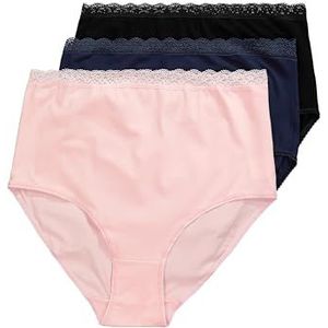 Ulla Popken Set van 3 maxi-slips met kanten tailleband voor dames, Meerkleurig