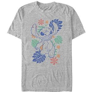 Disney Lilo & Stitch Retro Tropical Tonal Stitch Organic T-shirt à manches courtes Unisexe, Gris, L