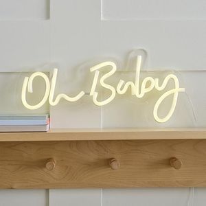 Ginger Ray Neon witte wandlamp voor babyshower of kinderkamer 17 x 34 cm