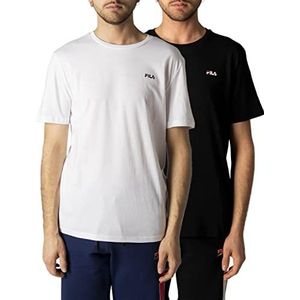 FILA Brod Tee/Double Pack T-shirt voor heren, Wit glanzend en zwart