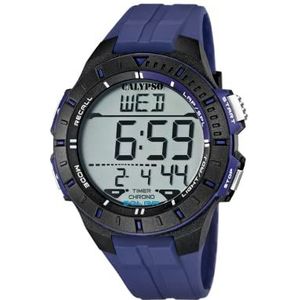Calypso Watches - K5607/2 - jongenshorloge - digitaal kwarts - alarm/stopwatch/verlichting - armband van kunststof, blauw, veelkleurig/blauw, riem, Blauw/Veelkleurig, riem