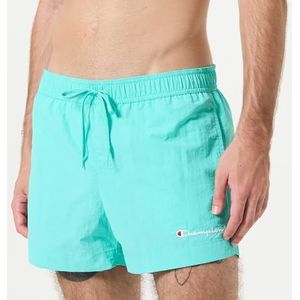 Champion Legacy Icons Beachshorts-Crinkle Taslon Small Script Logo Brief Zwemshorts voor heren, Groen - Aquamarijn