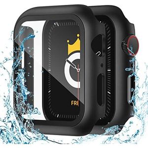 Adepoy Apple Watch beschermfolie, 2 stuks, 44 mm, waterdichte beschermfolie, harde bescherming, ultradun, compatibel met iWatch SE 6 5 4 mm, zwart
