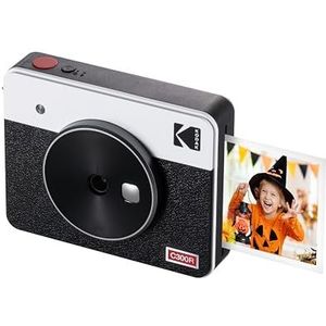 Kodak Mini Shot 3, retro instant camera en draagbare fotoprinter, iOS en Android, 4Pass-technologie (76 x 76 mm) - wit - 8 vellen.