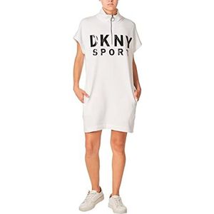 DKNY Dkny Sportjurk voor dames, casual jurk, Wit met zwart gelakt logo