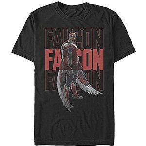 Marvel Unisex & The Winter Soldier-Falcon Organic Repetition T-shirt, zwart, XL, SCHWARZ