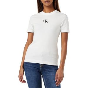 Calvin Klein Jeans Monologo Slim Fit T-shirt gebreide tops S/S dames, Briljant wit