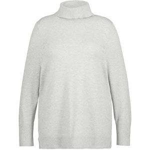 Ulla Popken Pull basique à col roulé pour femme avec détail en tricot, Noir, 52-54 grande taille