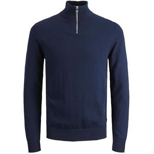 Jack & Jones Jjeemil gebreide herentrui met halve rits, lichtblauw