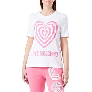 Love Moschino T- Shirt à Manches Courtes, Blanc Optique, 48 Femme, Blanc Optique., 48