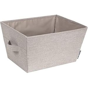 Bigso Box of Sweden Opbergdoos in trapeziumvorm (medium) - opvouwbare opbergdoos met handgrepen voor kleding, speelgoed enz. - Box van polyester en karton - beige