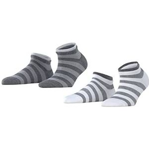 ESPRIT Mesh Stripe Sokken voor dames, katoen, wit, zwart, meerdere kleuren, kort, dun, zomerpatroon, fantasie, 2 paar, meerkleurig (assortiment 20)