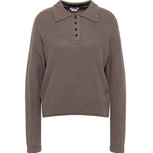 OCY Polo en tricot pour femme, gris, XS-S