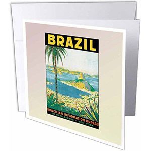 3dRose gc_99197_2 wenskaarten vintage Brazilië ansichtkaart, 15 x 15 cm, 12 stuks
