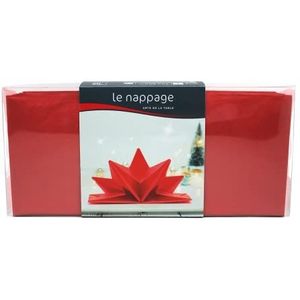 LE NAPPAGE ARTS DE LA TABLE 12 servetten voorgevouwen wattenster - effen rood