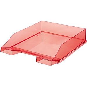 HAN Brievenbakje klassiek transparant, 6 stuks, modern, transparant en stapelbaar plateau in fris design tot formaat A4/C4, 1026-X-29, transparant-rood