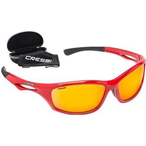 Cressi Sniper Sunglasses Sportzonnebril voor volwassenen, uniseks, rood glazen, gespiegeld, oranje, Eén maat