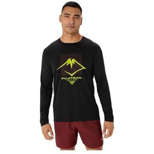 ASICS Fujitrail Logo LS Top Maillot Long Homme, Performance Black/Antique Red/Neon Lime, L
