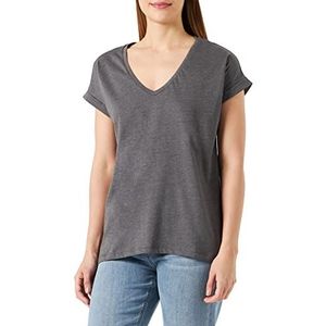 Vila Vidreamers New V Neck T-shirt Su- Noos T-shirt voor dames, Medium grijs mengsel.