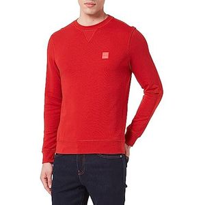 BOSS Westart Sweatshirt voor heren, katoenen badstof met logo, Helder rood 624
