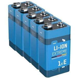 Ansmann 5 stuks lithiumrookmelders met lange levensduur 9 V – hoogwaardige kwaliteit voor betere prestaties, 9 V batterij ideaal voor brandmelders,