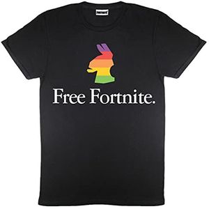 Popgear Free Fortnite Regenboog-Lama dames boyfriend fit T-shirt zwart dames, SCHWARZ