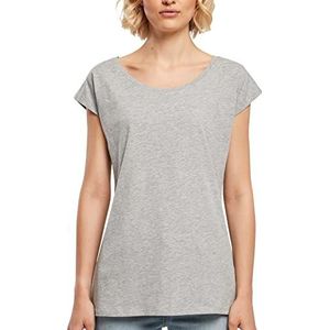 Build Your Brand T-shirt met brede kraag, voor dames, grijs, maat L, grijs.