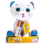 CRAYOLA - Colour Me Plush, pluche dier om te kleuren met 3 viltstiften, kittenonderwerp, creatieve activiteit en cadeau voor kinderen, vanaf 3 jaar