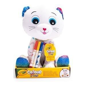 CRAYOLA - Colour Me Plush, pluche dier om te kleuren met 3 viltstiften, kittenonderwerp, creatieve activiteit en cadeau voor kinderen, vanaf 3 jaar