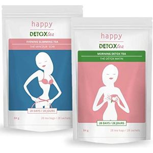 Happy Detox Tea - Detox thee en infusie Afslankkkuur - 56 zakjes van 3 gram - 28 dagen kuur