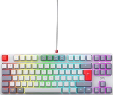 CHERRY XTRFY K4V2 TKL, bekabeld gaming toetsenbord zonder numeriek toetsenblok, Duitse lay-out (QWERTZ), aanpasbare RGB-verlichting, mechanische schakelaars MX2A RED, retro