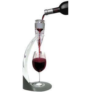 Vin Bouquet Fia 003 beluchter set met houder, onmiddellijke ventilatie van de wijn bij het serveren, standaard, beluchter, basis, filter en fluwelen zak en vacuümsluiting