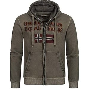 Geographical Norway Gimdo Men Sweatshirt met capuchon en zak, kangoeroe-sweatshirt voor heren, logo-shirts voor heren, sweatshirt met lange mouwen, Khaki (stad)