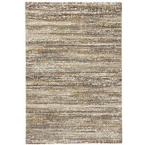 Granite Design tapijt, woonkamer, pluizig tapijt, shaggy flokati-look, woonkamer, keuken, hal, slaapkamer, bruin, led-patroon, 80 x 150 cm