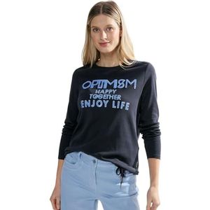 Cecil T-shirt à manches longues pour femme avec paillettes, Bleu universel, XXL