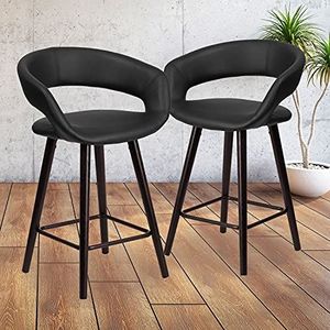 Flash Furniture Brynn Series Moderne kruk, vinyl, 61 cm, zwart, 2 stuks