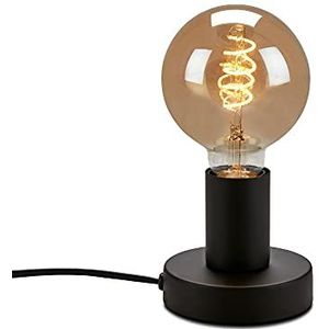 Briloner Leuchten Tafellamp, bedlamp, 1 x E27, max. 10 watt, met kabelschakelaar, zwart, 100 x 90 mm (DxH)