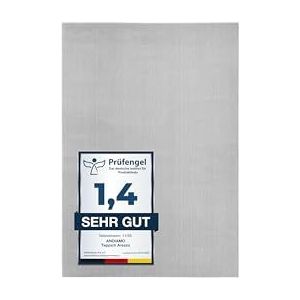 andiamo Arezzo Tapijt voor woonkamer, eetkamer, onderhoudsvriendelijk, elegant, comfortabel, effen, 60 x 110 cm, grijs