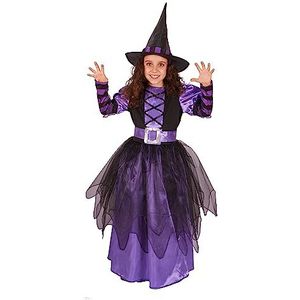 Ciao - Streghetta kostuum paars meisjes (maat 5-7 jaar), kleur, zwart, 61185,5-7