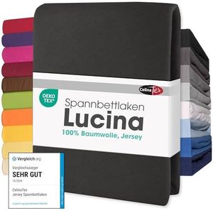 CelinaTex Lucina Hoeslaken, katoen, set van 2, 140 x 200 - 160 x 200 cm, zwart