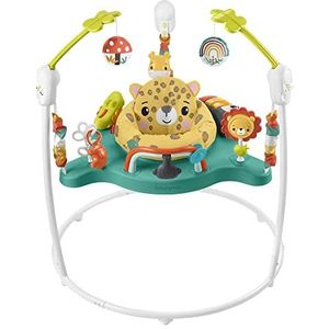 Fisher-Price Jumperoo Luipaard Babyactiviteitencentrum met geluiden en lichten, interactieve verticale oscillatie, speelgoed voor kinderen, vanaf 12 maanden, HND47