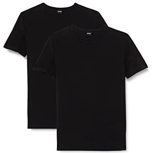 BOSS Heren TShirtRN 2P modern T-shirt ondergoed katoen stretch met logo zwart XXL, zwart.
