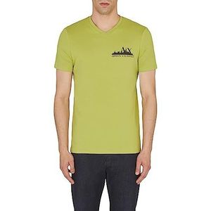 Armani Exchange Slim Fit, Skyline Logo T-shirt voor heren, Fluorescerend Groen