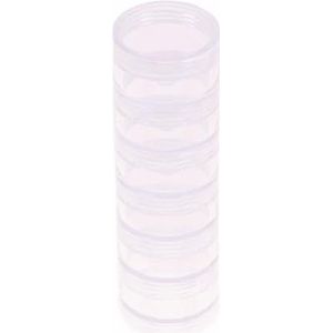 Craftelier - Set van 6 stapelbare potten met schroefsluiting. Ideaal voor het bewaren van oneindige kleine ornamenten en accessoires. Inhoud: 35 ml. Diameter: 4 cm. Kleur: transparant