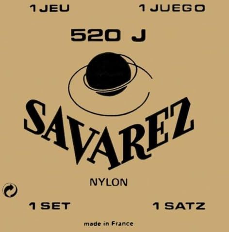 Savarez klassieke gitaarsnaren, traditioneel concert 520J hoge spanning, glad nylon, zilveren bassnaren, gele kaart, gemaakt in Europa