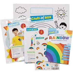 Baker Ross Rainbow Arts and Crafts Set voor kinderen, twee grappige kleurrijke creatieve kits, stickers en activiteitenboek voor jongens en meisjes.